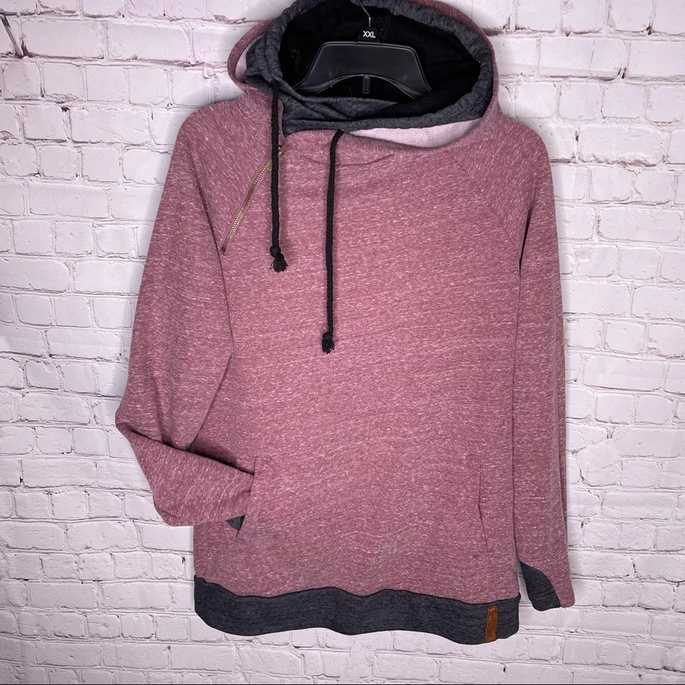 Pink Relaxed Fit Hoodie with Cowl Neck - Picture 2 of 5